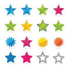 Fototapeta premium Collection of colorful star shapes, showcasing variations in color and design