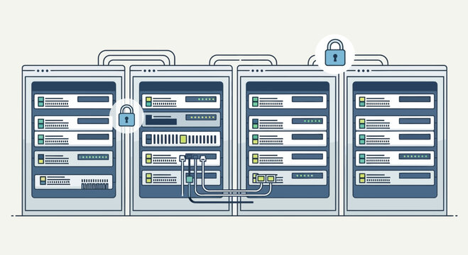 Secure Server Rack Data Center Security Concept Illustration