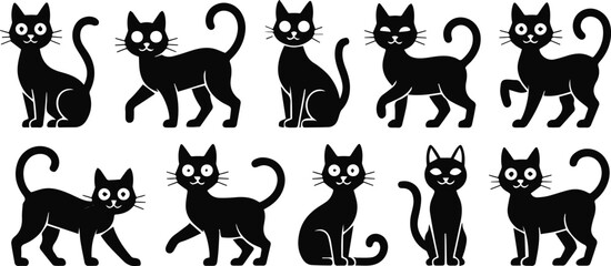 Fototapeta premium Cat pose reference sheet ten postures