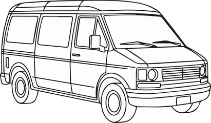Delivery van front and side line drawing © Icon Stock