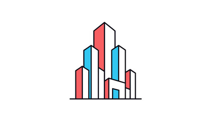 Fototapeta premium Modern Abstract Skyscraper Building Icon Design.