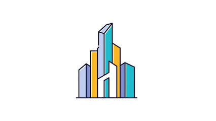 Fototapeta premium Modern Abstract Skyscraper Building Icon Design.
