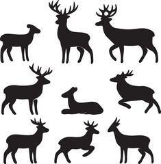 Obraz premium Deer and Stag Silhouettes Set 