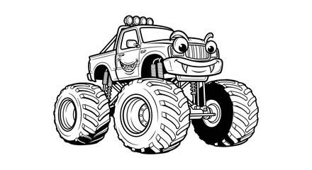 Cartoon Monster Truck Coloring Page © Sifaul