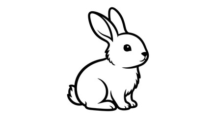 Obraz premium Cute Cartoon Bunny Rabbit Icon, Simple Line Art Illustration