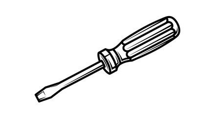Fototapeta premium Flathead Screwdriver Icon, Hand Tool Illustration, Simple Line Art