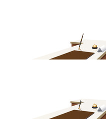 背景が透過された受付カウンター