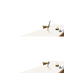 背景が透過された受付カウンター