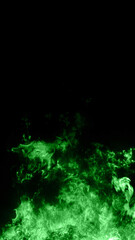 Vertical texture. Toxic Fire on isolated background. Perfect explosion effect for decoration and covering on black background. Concept burn flame and light texture overlays