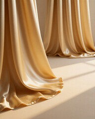 Golden Silk Drapes, Luxurious Fabric Texture