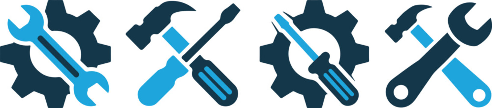 Gear and wrench icons for factory maintenance and settings