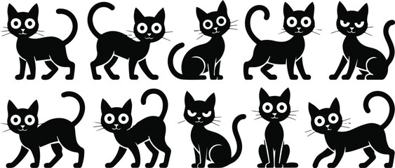 Obraz premium Cat behavior chart ten posture examples