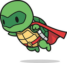 Cute flying superhero turtle mascot vector illustration for kids gaming branding mobile app and web design artwork © MDMuradul