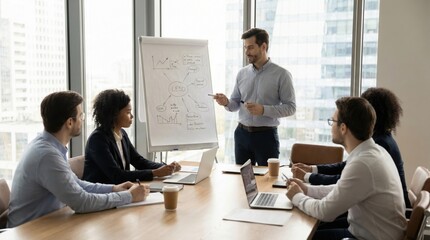 Fototapeta premium Business team collaborating on strategy in modern office