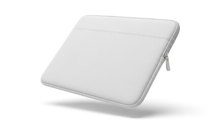 Minimalist White Laptop Sleeve Floating on a Clean White Background