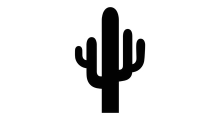 Obraz premium Simple Black Silhouette of Cactus Plant.