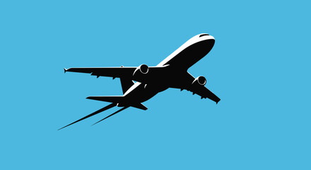 Commercial Airplane Flying High in Sky.