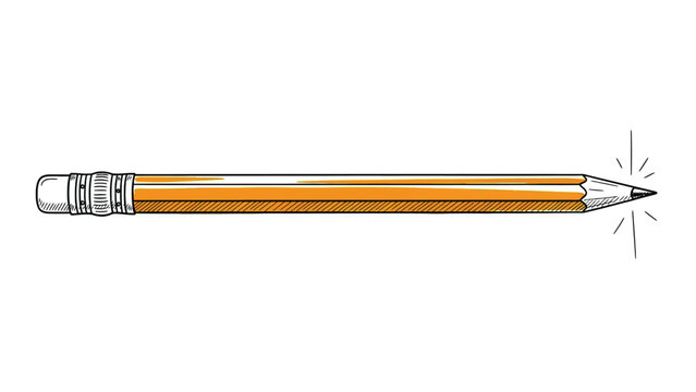 Illustrated yellow pencil with a white eraser and metallic band on a plain background. The sharpened tip is highlighted, conveying precision.