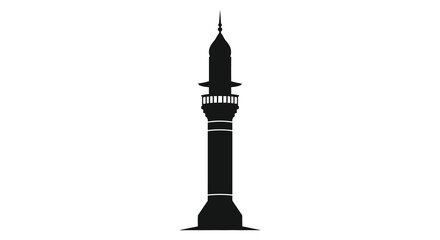 Fototapeta premium A striking black silhouette showcases a tall ornate minaret with detailed architectural features silhouette high quality professional modern
