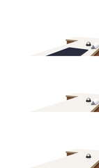 背景が透過された受付カウンター