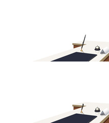 背景が透過された受付カウンター