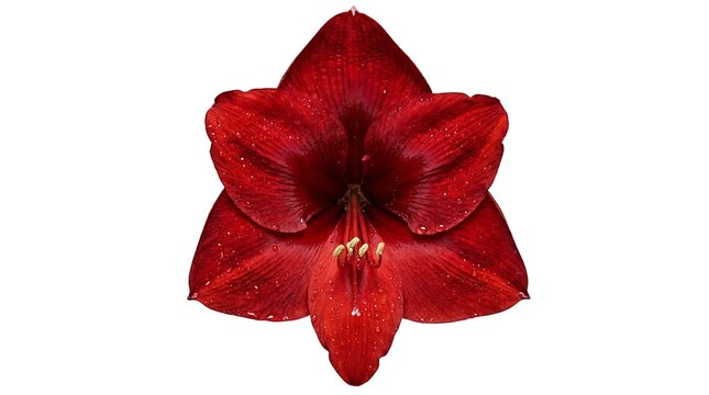 Deep red amaryllis lily flower head isolated on white background cutout