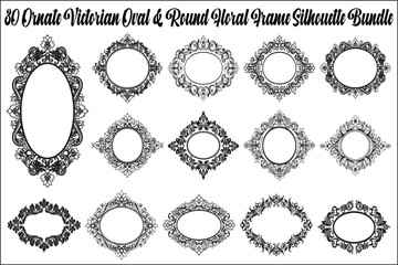 Obraz premium Victorian Floral Frames SVG Bundle