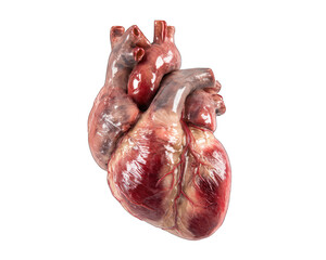 Human heart anatomical model, highly detailed, centered composition, macro studio photography on white