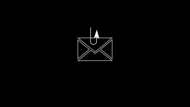 Smishing attack, sms spam phishing from scammer, concept. Red envelope with hook icon in criminal hacker hand who use mobile smart phone cyberattack sending. Motion graphics of mail concept