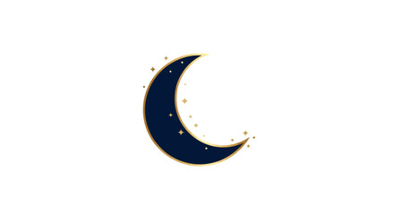 Obraz premium Elegant Crescent Moon With Golden Stars On A Transparent Background