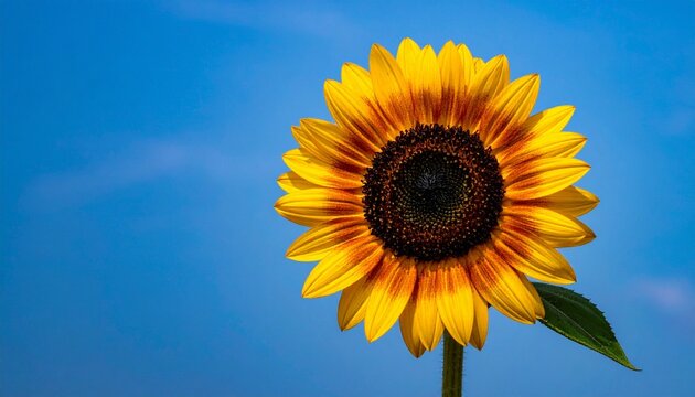 Bright Sunflower Bloom Against Clear Blue Sky