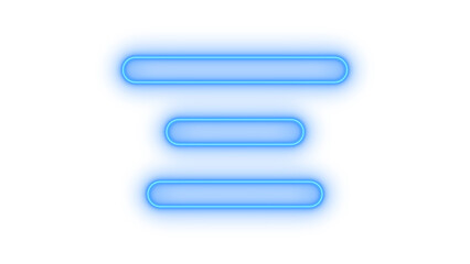 Obraz premium A vibrant and colorful neon menu icon featuring three horizontal lines within a soft rounded rectangle shape, glowing with modern digital light, isolated on transparent background.