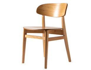 Wooden chair with curved backrest and simple design.
