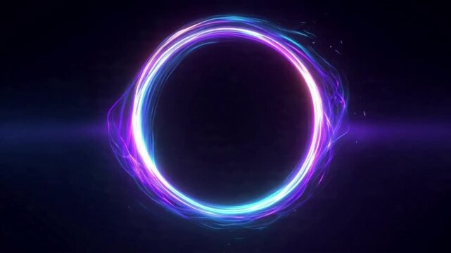 Vibrant neon circle glowing with purple and blue light