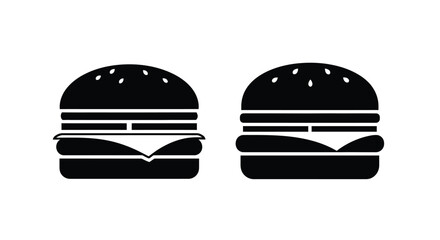 Fototapeta premium Two black burger icons presented as a simple silhouette