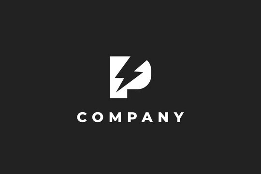 modern letter p with integrated lightning bolt logo