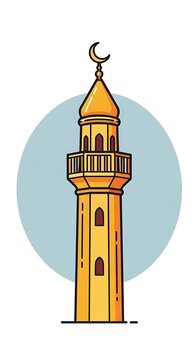 Illustration of a mosque minaret tower.
