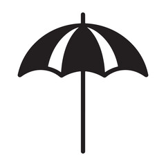 Black umbrella icon isolated on transparent background