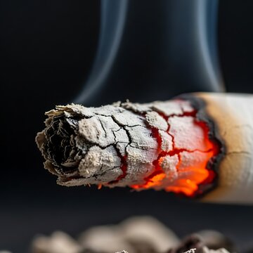 Close-up of burning cigarette smoke.