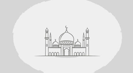 Fototapeta premium Mosque Architectural Line Art Illustration.