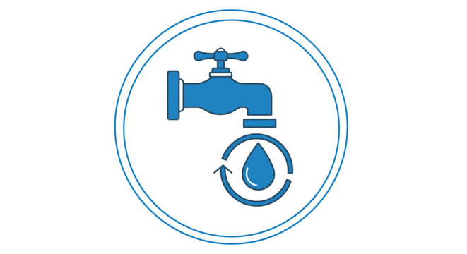 Water Faucet Icon with Droplet Symbol.