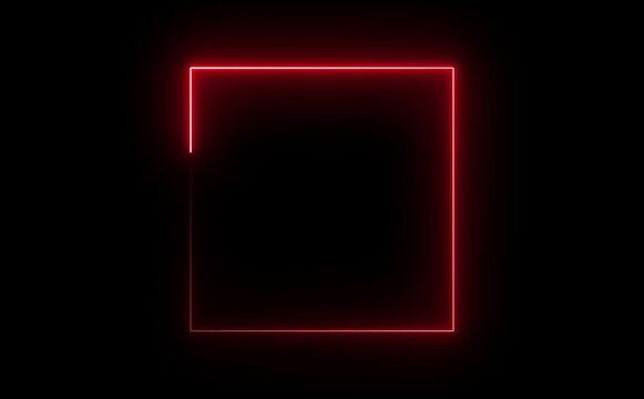 glowing neon rectangles abstract background. abstract glowing neon rectangle border frame. shape frame round border frame movement photo frame neon box sign symbol with on a black background