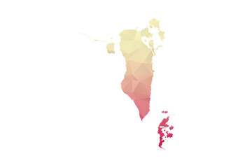 Bahrain Map - Polygon Style Vector Illustration in Peach and Pink Gradient, Low Poly Geometric Design, Isolated on White Background for Infographics and Projects.