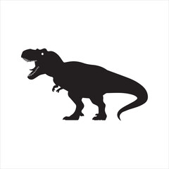 Roaring Tyrannosaurus Rex Silhouette Vector Icon – Prehistoric Dinosaur Illustration © Journey