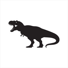 Roaring Tyrannosaurus Rex Silhouette Vector Icon – Prehistoric Dinosaur Illustration © Journey