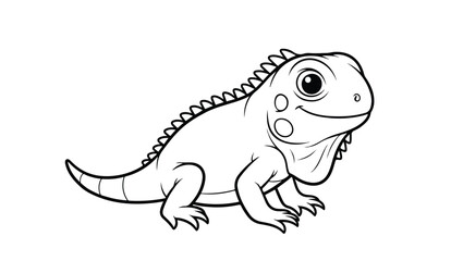 Fototapeta premium Cute Cartoon Chameleon Coloring Page
