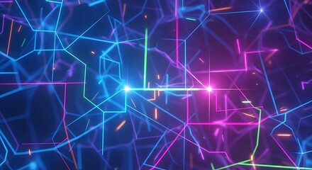 Obraz premium Abstract digital network with glowing lines and interconnected nodes background