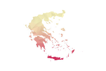 Greece Map - Polygon Style Vector Illustration in Peach and Pink Gradient, Low Poly Geometric Design, Isolated on White Background for Infographics and Projects.