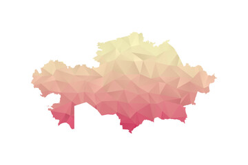 Kazakhstan Map - Polygon Style Vector Illustration in Peach and Pink Gradient, Low Poly Geometric Design, Isolated on White Background for Infographics and Projects.