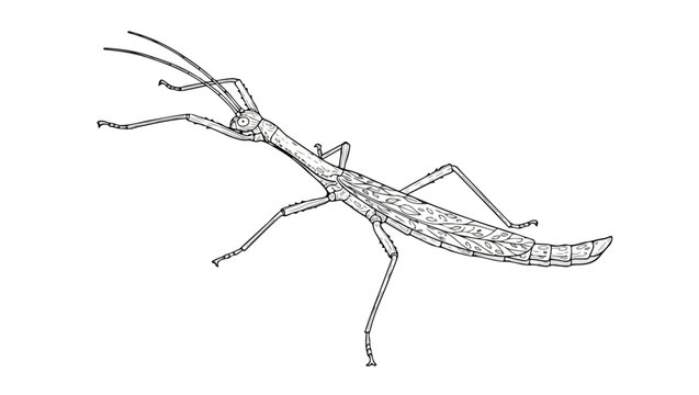 Stick Insect Line Art Illustration